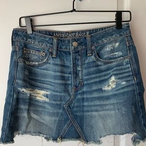 American Eagle Ripped Denim Skirt